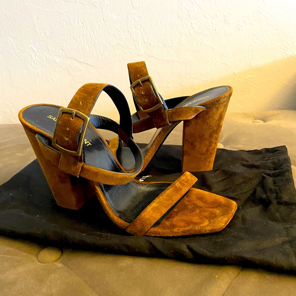 Saint Laurent Brown Suede Heels